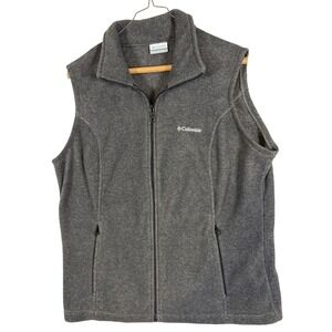 Columbia Womens Fleece Vest Gray Full Zip Sleeveless Jacket Large RN69724